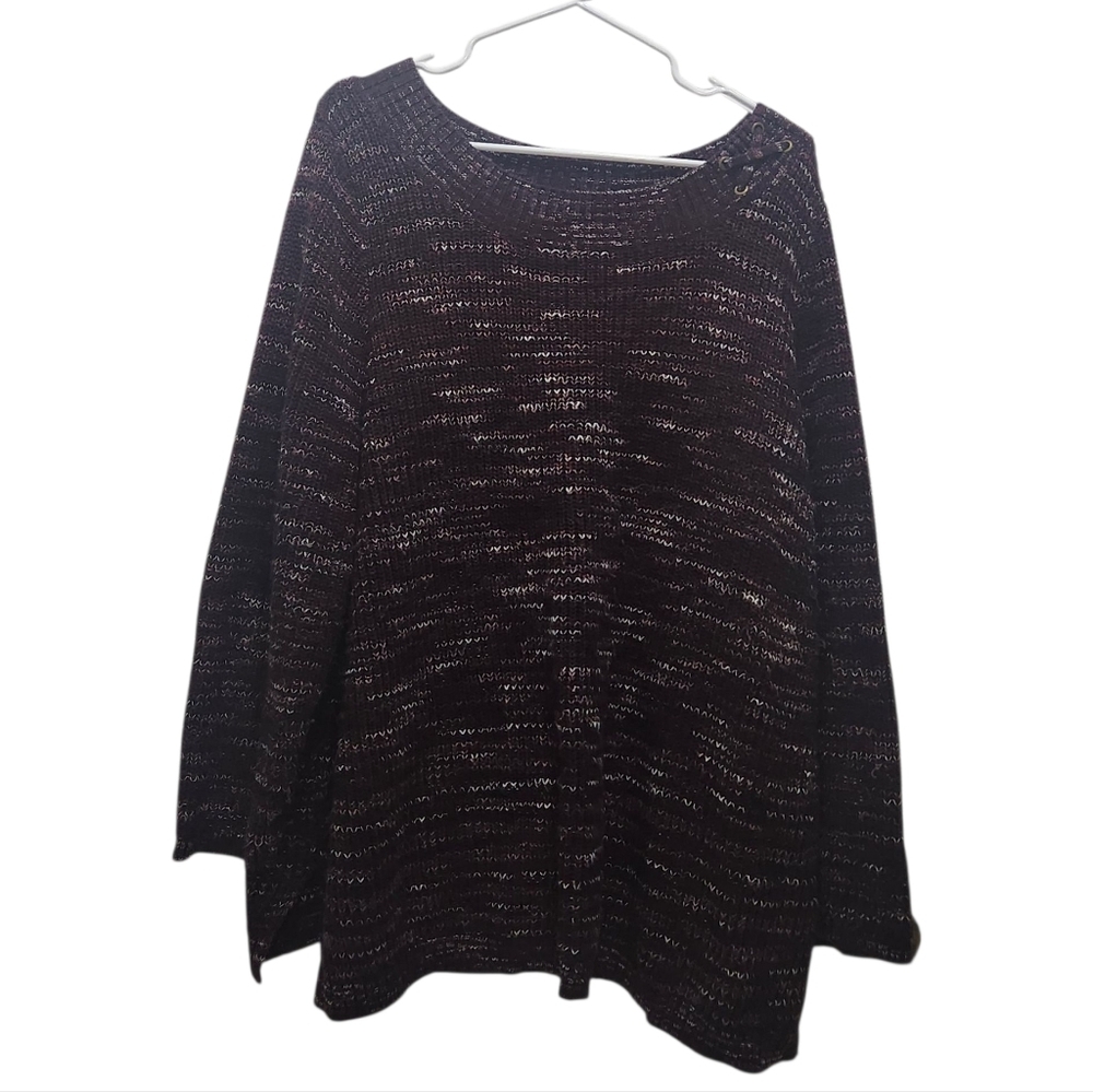 Catherines Maroon and White Marled Knit Sweater Plus Size 2X 22/24W Cozy